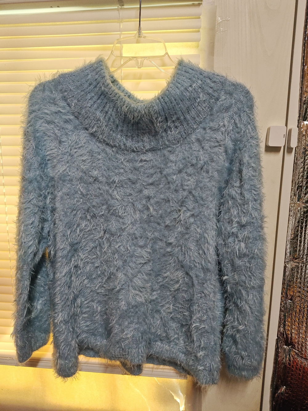 Vince Camuto Light Blue Fuzzy Cowl Neck Sweater
